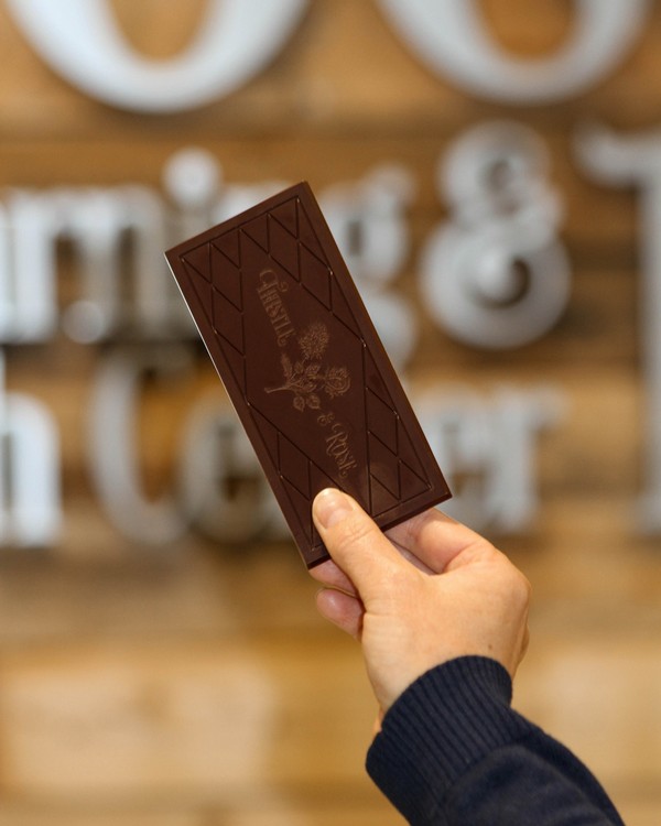 A chocolate bar from the USU Aggie Chocolate Factory