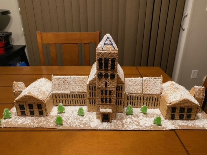 A large model of Old Main, built out of graham crackers.