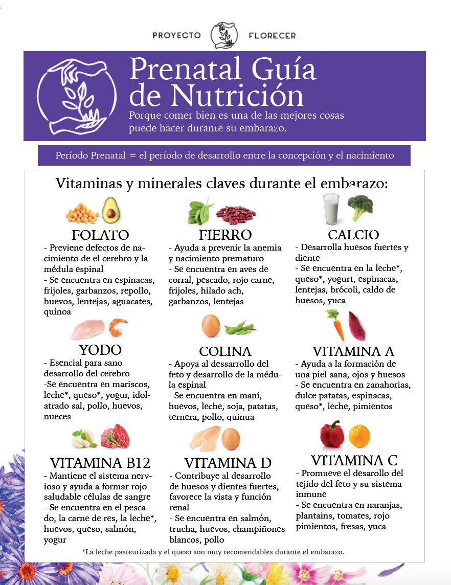 A chart in Spanish explains different nutrition.