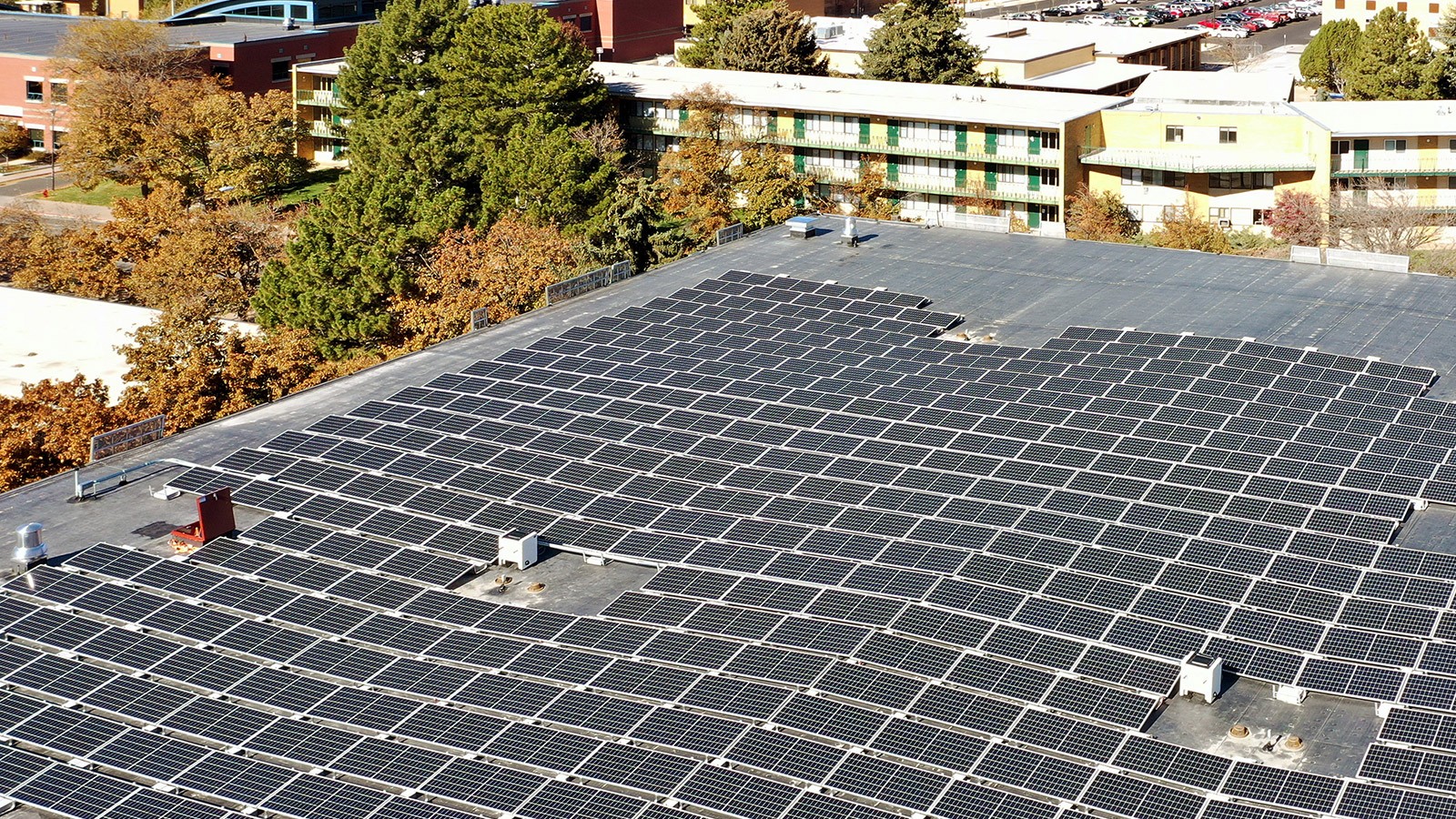 USU’s only rooftop top solar panels on Gateway Parking Terrace.